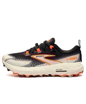 Lace up the women's Brooks Cascadia 18 trail-running shoes, featuring an updated mesh upper reinforced with protective overlays in high-wear areas for durability. Enjoy soft cushioning paired with an adaptable stability system that enhances comfort and support as you navigate any terrain. The sticky traction outsole ensures secure footing, so you can focus on the trail ahead, not youre footing.
 Carbon Neutral Certified: Made with 25% recycled materials, the Cascadia 18 lets you hit the trails with confidence while reducing your environmental footprint.
 Designed for runners who demand stability, comfort, and rugged protection on all surfaces, these all-terrain trail runners are built to keep pace with your adventurous spirit.
 - Textile / synthetic mix upper
 - 25% recycled material
 - Trail Adapt System gives stability
 - Full lace closure for a secure locked down fit
 - Heel pull for easy on/off wear
 - DNA LOFT V3 cushioning
 - TrailTack Green Rubber outsole
 - Comfort cushioned insole 
 - Brooks branding