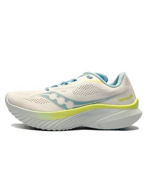 These Saucony Kinvara 15 Running Shoes are designed to elevate your running experience with its lightweight, responsive build, perfect for long-distance runs. Featuring a low-profile construction and a secure fit, this shoe moves naturally with your foot, offering a smooth, effortless stride. Whether you're aiming for a personal best or just enjoying a daily run, the Kinvara 15 provides comfort and speed with every step.
 Its ultra-flexible design allows for natural foot movement, while the PWRRUN cushioning in the midsole ensures soft, responsive landings. The PWRRUN+ insole moulds to your foot for added comfort, supporting you through every mile without sacrificing performance. The lightweight build helps maintain a fast pace, making each run feel easier and more efficient.
 Durable and built to withstand daily wear, the Kinvara 15 is ready for both pavement and trails. Whether you're running short distances or pushing for a new personal record, this shoe combines speed, comfort, and durability, helping you get the most out of every run.
 
 - Textile / synthetic mix upper
 - Lace-up closure for a secure fit
 - Rocker shape design to propel you forward
 - PWRRUN cushioned midsole
 - PWRRUN+ insole
 - Soft padded heel & ankle collar
 - Saucony branding throughout