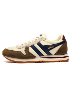Born in Britain in 1905, Gola holds its British Heritage close to its heart. Gola produces some of the most iconic trainers of today by reaching back into its archives to deliver authentic retro styling with a flavour of modern aesthetics. Gola creates footwear for those who choose not to follow the crowd and who want to stay true to the vintage retro trainer look.
 A vintage inspired trainer meets a 90s colour palette to form the outstanding on trend Gola Daytona for men. This reimagined version of Golas back catalogue style Daytona features a cushioned EVA midsole to give an authentic nod to Golas genuine heritage roots. Teamed with a textured suede leather, nylon textile and synthetic panelling mix this striking Gola Classics Daytona will be your go to trainers for years to come
 
 - Textile, nylon, and suede mix upper
 - Classic lace up fit
 - Cushioned EVA midsole
 - Vintage styled retro trainer design
 - Cushioned comfort insoles
 - Padded heel and ankle support
 - Gola Classics branding throughout
