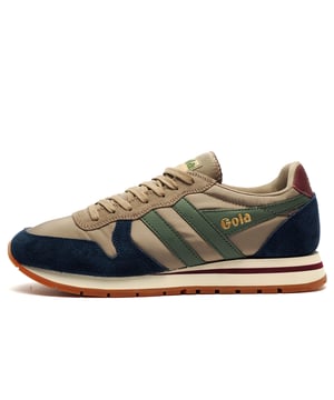 Blending old-school aesthetics with a bold urban colour palette, the Daytona Chute is a modern reinterpretation of a vintage trainer silhouette from Golas archive. 
 Crafted in on-trend parachute textile nylon, this classic mens trainer features iconic Gola branding, a cushioned EVA stripe midsole, and a cleated outsole for added traction. 
 Finished in a standout navy and orange colourway, the Daytona Chute delivers effortless style with retro sport heritage.
 - 80% recycled parachute nylon upper
 - Suede leather overlays
 - Classic lace up fit
 - Vintage styled retro trainer design
 - Cushioned EVA midsole
 - Cushioned insoles
 - Padded ankle and heel support
 - Gola Classics branding throughout