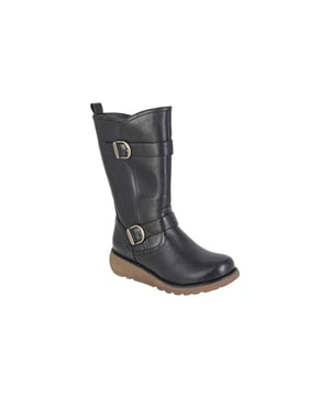 Embrace cold-weather style with confidence in the Cipriata Arcisa Womens Mid-Length Boots. Made from sleek Black PU, these boots feature a fashionable twin buckle design that adds a bold, modern touch, while the inside zip ensures easy on-and-off convenience.
 Designed for warmth and comfort, the faux fur lining keeps your feet cosy during chilly days, and the sturdy TPR sole offers reliable grip for everyday wear. The mid-calf height makes them a versatile choice to complement both casual and dressy winter looks.
 Stylish, practical, and effortlessly wearableArcisa boots are the perfect blend of function and flair.
 
 - Black PU upper
 - Inside zip closure
 - Twin buckle detailing
 - Lace-up front detailing
 - Faux fur warm lining
 - Heel pull for easy on / off wear 
 - TPR sole