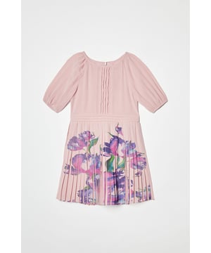 Delicate chiffon dress with elegant pleated skirt design
        Charming puff sleeves and round neckline for a classic silhouette
        Beautiful placement floral print adorning the pleated skirt
        Subtle pintuck detailing on the bodice adds refined texture
        Fully lined for comfort and proper drape
    
    This enchanting Coast occasion dress combines timeless charm with contemporary details, making it perfect for your little one's special events. The delicate chiffon construction features a pleated skirt with an artistic floral placement print that creates movement with every twirl. The bodice showcases fine pintuck detailing, complemented by sweet puff sleeves that add a touch of vintage-inspired elegance. Style with white tights and patent Mary Jane shoes for formal family celebrations, or pair with a coordinating cardigan and ballet flats for summer garden parties. The versatile design transitions beautifully from daytime ceremonies to evening receptions, ensuring your child looks picture-perfect throughout any special occasion. Machine washable for practical care, this dress offers both sophisticated style and everyday convenience.