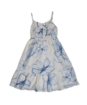 Vestido GAP para niña con estampado floral y tirantes finos\n\nEste vestido GAP para niña presenta un encantador estampado floral de gran tamaño que aporta frescura y alegría a cualquier look veraniego. Su diseño fluido con corte midi y detalles fruncidos en la cintura ofrece comodidad y libertad de movimiento, ideal para los días soleados y actividades al aire libre.\n\nDetalles:\nCorte midi con caída amplia y ligera.\nTirantes finos ajustados al hombro.\nEstampado floral de gran tamaño en contraste.\nFruncido elástico en la cintura para un mejor ajuste.\nVolante en el bajo que añade movimiento y estilo.\n\nUn vestido niña perfecto para disfrutar del verano con comodidad y un toque de estilo floral fresco y divertido.\n Composición: 100% Algodón\n Cuidados:\nLavar a máquina en agua fría.\nNo usar lejía.\nSecar al aire.\nPlanchar a baja temperatura.\nNo lavar en seco.