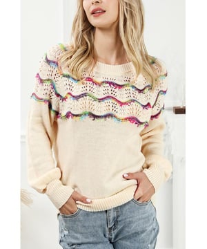 Durchbrochener gewellter gestreifter Pullover mit Rundhalsausschnitt.
  Eigenschaften: Gebunden Durchbrochen.
  Stretch: Leicht dehnbar.
  Materialzusammensetzung: 60% Acryl 40% Polyamid.
  Pflegehinweis: Maschinenwasche kalt. Trockner niedrig.
  Importiert.
  Grosse S: Oberteillange 236 Zoll Buste 409 Zoll Armellange 26 Zoll.
  Grosse M: Oberteillange 244 Zoll Buste 433 Zoll Armellange 264 Zoll.
  Grosse L: Oberlange 252 Zoll Buste 457 Zoll Armellange 268 Zoll.
  Grosse XL: Oberteillange 26 Zoll Buste 488 Zoll Armellange 272 Zoll.
  Entwickelt fur Frauen.