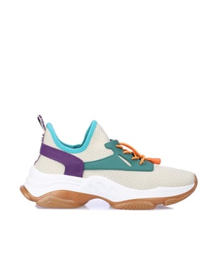 Women's Steve Madden Match-E Trainers. Keep up with sustainable trainerheads this season by adding MATCH-E to your footwear mix! This kick is the more responsible update of our popular MATCH trainer. It's thick sole and raised collar form an ultra-current silhouette and sporty hardware makes for drawstring-style lacing.