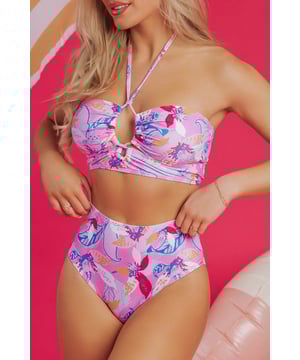 Our styles are designed with a trendy fitted look in mind following an international size standard. For the best fit we suggest choosing one size up from your usual. Be sure to check our sizing chart to find your perfect match!
  Vibrant floral print for a feminine touch
  Chic halter neck design provides support
  High waist bottoms offer full coverage
  Made from a blend of nylon and spandex for comfort and durability
Material: 85% Polyester 15% Elastane