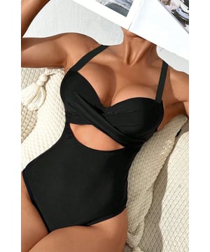 Our styles are designed with a trendy fitted look in mind following an international size standard. For the best fit we suggest choosing one size up from your usual. Be sure to check our sizing chart to find your perfect match!
  Two
  tone Black Crossed Cutout Backless Monokini
  Chic and appealing crossed front design
  Cut
  out front and open back with adjustable tie
  Sexy and daring look
  Available in sizes S M L XL and 2XL
  Perfect for a beach holiday
Material: 82% Polyester 18% Spandex