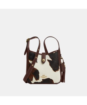 Hadley Mini Crossbody in Printed Cow Haircalf with Tassel, Inside zip pocket,  Length: 20.00 cm,  Width: 6.50 cm,  Height: 19.00 cm