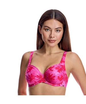 Deze bh is ontworpen om het silhouet te benadrukken met optimale ondersteuning en combineert comfort en stijl in een ideaal zomerkledingstuk.\n\n Details:\n - Beugelcups.\n - Bikinitop met grote inhoud.\n - Brede, verstelbare bandjes.\n - Metalen kliksluiting op de rug.\n - Zachte, sneldrogende stof.\n - Sneldrogend en chloorbestendig materiaal.\n\n Bikini's zijn ongetwijfeld een van de populairste badmode onder vrouwen. Het bikinitopje speelt een cruciale rol om er mooi uit te zien en je mooi te voelen. Wij werken aan ontwerpen die je een elegant en mooi gevoel geven zonder vulgair te zijn.\n\n Onze bikinitops passen perfect bij elke borstvorm en -grootte, zonder uitzondering.\n Samenstelling: 80% polyamide, 20% lycra\n Onderhoud:\nHandwas.\n Gebruik neutrale zeep.\n Niet wringen of uitknijpen.\n Aan de lucht laten drogen.
