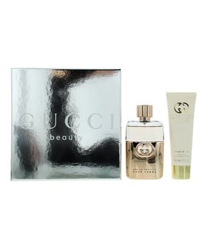 Gucci Guilty Pour Femme 2 Piece Gift Set features the Eau de Toilette (50ml) and a matching Body Lotion (50ml), an Oriental Floral fragrance for women. Launched in 2019, this luminous scent is ideal for warmer seasons and is best suited for day wear. Presented in a sleek and modern set, it embodies feminine confidence with a bold and expressive character.  The fragrance opens with a sparkling blend of pink pepper and mandarin orange, delivering a vibrant and spicy citrus burst. The heart is a luscious floral-fruity mix of lilac, peach, jasmine, raspberry, geranium, and black currant, offering richness and dimension. As it settles, the base reveals a soft, sensual combination of white musk, amber, patchouli, and vanilla, leaving behind a smooth and lasting trail.  Perfect for those who love lively, radiant, and empowering scents, Gucci Guilty Pour Femme adds a confident touch to everyday elegance.  Top Notes: Pink Pepper, Mandarin Orange Middle Notes: Lilac, Peach, Jasmine, Raspberry, Geranium, Black Currant Base Notes: White Musk, Amber, Patchouli, Vanilla  
How to Apply: 
Apply it to your body's warmest points, such as the crease of your elbows and wrists, to intensify the longevity of the fragrance. 
Avoid rubbing after application, as this will reduce the longevity of the fragrance. 
For wrist application, apply the fragrance after hand washing.
