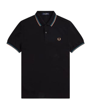 Elevate your wardrobe with the Fred Perry Blue Twin Tipped Collar Black Polo Shirt, a classic piece combining timeless style and superior comfort. Crafted from 100% cotton, this polo offers breathable softness perfect for everyday wear. Its distinctive black fabric is complemented by a stylish blue and pink knitted rib collar with twin tipping, adding a subtle pop of color and refined detail. Designed for men who appreciate quality and flair, this Fred Perry polo is versatile enough for casual outings or smart-casual occasions. Made in China with attention to craftsmanship, it promises durability and lasting appeal
