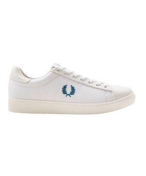 Elevate your everyday style with the Fred Perry Blue Laurel Wreath Logo White Sneaker. Crafted from 100% premium leather and breathable mesh, these sneakers deliver both comfort and durability. Featuring the iconic blue laurel wreath logo on a crisp white base, they add a touch of timeless sophistication to any outfit. Designed with precision in Vietnam, the Spencer model combines a sleek silhouette with dependable quality that lasts. Perfect for casual wear or making a subtle statement, these trainers offer a blend of sporty elegance and reliable performance. Step confidently with Fred Perry, where heritage meets modern design