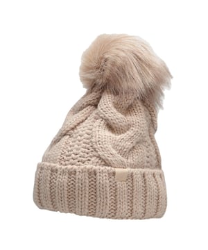 
85% Acryl, 15% Polyamide. Stof: Soft Touch, Weefsel. Ontwerp: Kabelgebreid, Logo. Faux Fur Pom Pom, Stretch, Omgeslagen manchet.