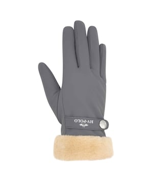 
Modieuze handschoen met zacht en warm kunstbont bij de pols. Met metalen HV Polo munt bij het bandje. Shell: 50% polyester, 50% polyurethane
Lining: 100% polyester fleece