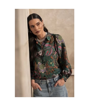 
53640-20 530 Geisha Blouse print green/purple  Materiaal: 86% viscose / 14% polyamide