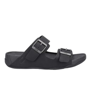 Marke: FitFlop. Obermaterial: Leder, Weich. Mittelsohle: Microwobbleboard. Absatz: Flach. Design: Unifarben. Zehenstil: offen. Zum Anschlüpfen.