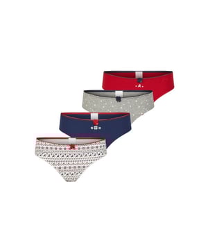 
De Happy Shorts dames kerstondergoed special brengt de feestdagen tot leven met vier vrolijke kerstdessins in een voordelige multipack. Elke slip is afgewerkt met een sierlijke strik en komt verpakt in een charmante geschenkverpakking met venster, ideaal voor de feestdagen.