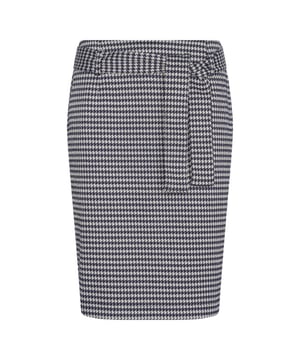 
Rok, korte lengte * Pied de poule print * Riem van dezelfde stof in de taille * Ritssluiting middenachter 51% polyester 32%rayon 15%slurex yarn 2%spandex