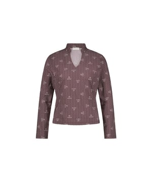 
De Top Harper Technical Jersey van JANE LUSHKA is een top met een opstaand kraagje, V-hals, lange mouwen en een rechte afsnede. Deze top is uitgevoerd in een JL print in de kleur Purple.