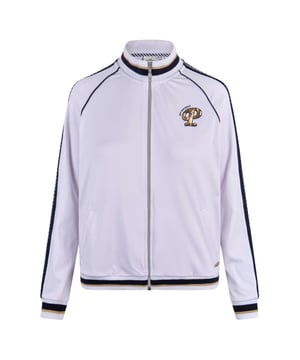 Dit item koop je nu extra voordelig in onze Dames Sportkleding Outlet outlet waar het altijd HV Society sale is. Jouw HV Society artikelen het hele jaar in de uitverkoop!
Sportief vest in bomberjack-look gemaakt van technisch stretch polyester met ademende functie. Stoffenmix in contrasterende kleur aan de bovenkant van de schouders en mouwen en langs de mouwopening. Twee zijzakken. Metallic pailletten patch met borduursel op de borst. Ribboord aan manchetten en kraag, met contrast en lurex strepen. Met metalen logoplaatje.