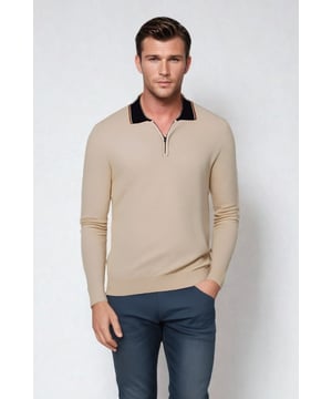Add a smart layer to your look with this cotton-rich knitted polo shirt. A zip fastening makes it easy to pull on and off. This piece features a neat collar neckline and ribbed trims.
Waffle Knit Cotton Blend Fabric
31" Shoulder to Hem
Sizing: As expected.