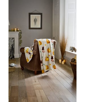 Add seasonal charm with the Pumpkin Party Throw. Made from soft 240gsm coral fleece, this 140x180cm blanket features a delightful pumpkin and mushroom print, perfect for cosy autumn nights.