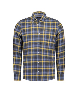 
<p>Blauwgeel geruit heren overhemd van New Zealand Auckland met een button-down kraag en handig borstzakje.</p>
<ul>
<li>Modern fit</li>
<li>Borstzakje</li>
<li>97% Katoen/ 3% Elasthan</li>
<li>Kleurnummer: 2623</li>
</ul>