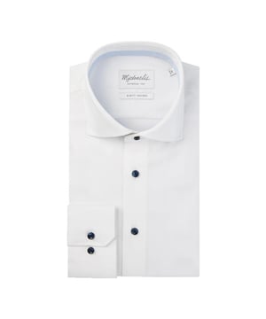 
<meta charset="utf-8">
<p>Effen wit overhemd van Michaelis in een fine twill weving, luchtig en ademend en met donkerblauwe knopen. Geschikt voor zowel zakelijk als casual gebruik<span>, de basic om in de kast te hebben hangen</span>. Het overhemd heeft een getailleerde pasvorm en bestaat voor 100% uit katoen. Uiteraard is het shirt helemaal strijkvrij.</p>
<ul>
<li>Perfecte pasvorm</li>
<li>100% katoen</li>
<li>Strijkvrij</li>
</ul>