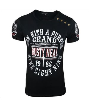 
<p>T-shirt heren | Normale pasvorm | Rusty Neal | Stretch | All over print</p>
<p>Heren shirt met korte mouw van het casual Italian Style merk Rusty Neal. Dit heren shirt met stretch is voorzien van een ronde hals met knopen.</p>
<p>Materiaal: 100% Katoen</p>
<p>Kleur: Zwart</p>
<p> </p>