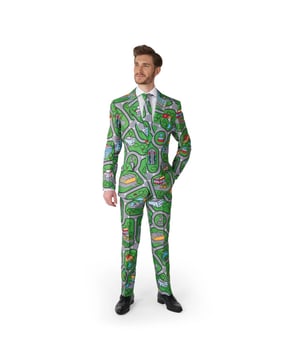 
Het beste wat je als kind kon hebben was een speeltapijt. Met dit klassieke pareltje kun je eeuwenlang steden bouwen en met speelgoedautootjes over straat scheuren, terwijl je er ook nog eens stijlvol uitziet. Herleef die goede oude tijd met dit tapijt stadspak! De slim fit outfit bestaat uit een jasje, een broek en een stropdas. De broek heeft een verstelbare tailleband voor een perfecte pasvorm.