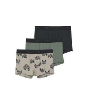 
Deze set jongens boxershorts bestaat uit 3 boxers waarvan twee in effen kleuren groen en zwart, en één met auto trucks print. Verder zijn de boxers voorzien van een elastische waistband voor optimaal draagcomfort. Gemaakt van 95% katoen en 5% elastaan.