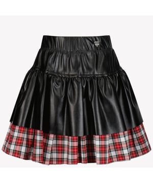 
MonnaLisa 11D708 kinderrokje zwart - w24 rok leatherlook ruit - winter 2024