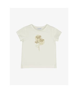 
Mayoral meisje t-shirt. Dit is een Mayoral kinderkleding lijn die te verkrijgen is in de maten 92 t/m maar 140.
Mooie creme kleurige t-shirt met op de voorkant een vlinder bloem in goud.