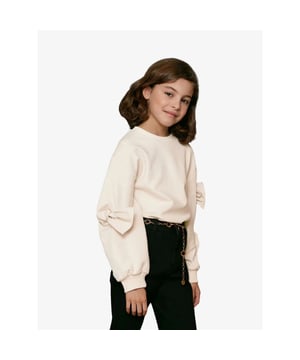 
Sweater voor meisjes van het merk Abel & Luna in de kleur beige met strik-detail op beide mouwen. 