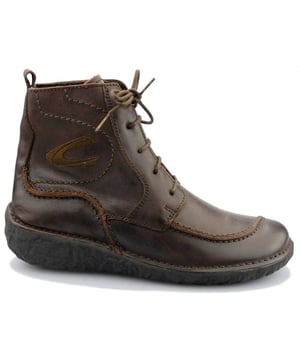 
Camel Active, platte enkellaarsjes van leer. Vetersluiting. Rubberen zool met goede grip en schokdemper. Uitneembare binnenzool.