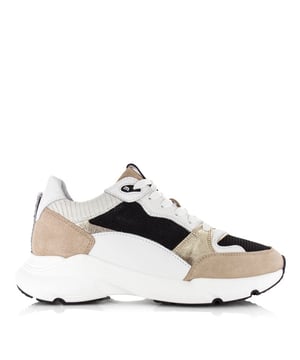 
<p>Stap in stijl met de Maruti RAVEN damessneakers, een perfecte combinatie van modieus design en optimaal comfort. Deze trendy sneakers zijn uitgevoerd in een stijlvolle combinatie van wit, beige en zwart, waardoor ze moeiteloos passen bij diverse outfits.</p>
<p>De RAVEN is voorzien van opvallende metallic accenten die een eigentijdse touch aan het design toevoegen. Het bovenwerk, gemaakt van hoogwaardig leer en mesh, biedt niet alleen duurzaamheid maar zorgt ook voor een ademende en comfortabele pasvorm.</p>
<p>De leren voering geeft een luxe gevoel aan de sneakers, terwijl het uitneembare voetbed zorgt voor extra gemak en aanpasbaarheid. Of je nu een casual dagje uit hebt gepland of een trendy look wilt creëren, de Maruti RAVEN damessneakers zijn de perfecte keuze. Ontdek de combinatie van stijl en comfort en geef je outfit een moderne uitstraling met deze must-have sneakers.</p>
<p><strong>Eigenschappen:</strong></p>
<ul classs="wmd-bullets">
<li><span>SKU:</span> 1110-02-14087</l