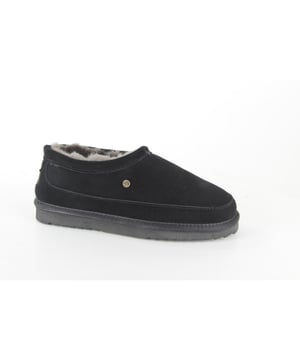 
Warmbat Ebor Black  pantoffel (gesloten hiel) heren in de kleur zwart materiaal suède maat 41 binnenvoering Lamsvacht materiaal zool Rubber