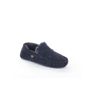 
Warmbat Malmo DK.NAVY  pantoffel (gesloten hiel) heren in de kleur blauw materiaal suède maat 40 binnenvoering Schaapsvacht materiaal zool