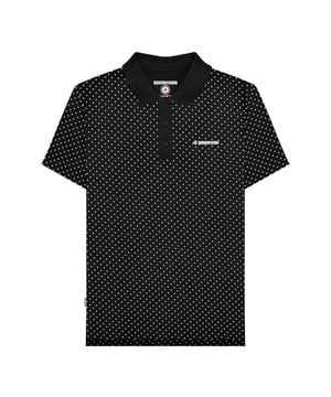 100% Katoen. Stof: Jersey. Ontwerp: Overal bedrukt, Logo, Polka Dot. Mouwtype: Korte mouwen. Halsuitsnijding: Omgeslagen kraag. Knoopsluiting met 3 knopen, merklint. S: 39 in.