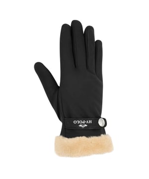 
Modieuze handschoen met zacht en warm kunstbont bij de pols. Met metalen HV Polo munt bij het bandje. Shell: 50% polyester, 50% polyurethane
Lining: 100% polyester fleece