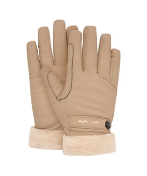 
Modieuze handschoen met zacht en warm kunstbont bij de pols. Met metalen HV Polo-munt bij het bandje. 40% polyurethane 55% polyester 5% elastane
Lining: 100% polyester