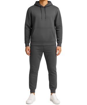The Kruze Mens Poly Tracksuit Set offers comfort and style for any occasion. Featuring a pullover hoodie with ribbed cuffs, hem, and adjustable hood, paired with joggers designed with ribbed ankles, an elasticated waistband, adjustable drawstring, and side pockets, this set is perfect for training, lounging, or casual wear
