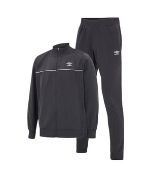 100% Polyester. Stof: Tricot. Ontwerp: Contrasterende biezen, Logo. Zakken: 2 steekzakken, 2 zijzakken. Waistline: Elastiek. Mouwtype: Met lange mouwen. Manchet: Ribbel. Hem: Ribben. Halslijn: Staande Kraag. Geboeide enkel. Sluiting: Volledige rits, aan te trekken. Inhoud: 1 jas, 1 broek. S: 37 in. M: 40 in. L: 43 in. XL: 46 in. XXL: 49 in.