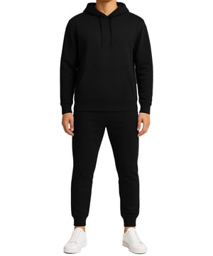 The Kruze Mens Poly Tracksuit Set offers comfort and style for any occasion. Featuring a pullover hoodie with ribbed cuffs, hem, and adjustable hood, paired with joggers designed with ribbed ankles, an elasticated waistband, adjustable drawstring, and side pockets, this set is perfect for training, lounging, or casual wear