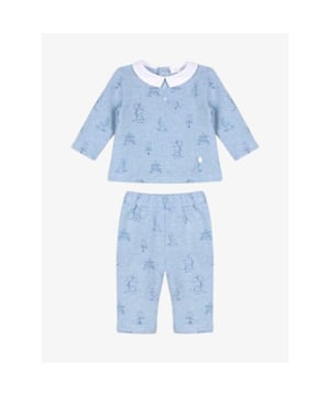 
Prachtige blauwe Toile du Joy-set met een fleece top met een contrasterende jersey kraag en een bijpassende fleece broek. Comfortabel en zacht voor een comfortabele nachtrust.
