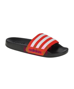 
Bovenstuk: Synthetisch. Voering: Synthetisch. Buitenzool: Antislip, rubber. Breed bandje. Vlakke. Ontwerp: contrasterende kleur, logo, streep. Teenstijl: Open. Sluiting: Slip-on.
