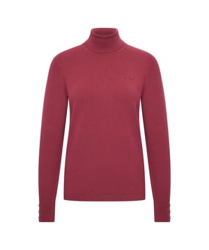 
* Fijngebreide trui
* Ribboorden, rolkraag, onderste zoom en zijkanten
* Metalen knopen aan de manchet
* Logoborduursel op de borst
* Metalen merkplaatje aan de onderste zoom 80% cotton 18% polyamide 2% elastan