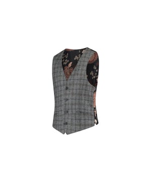 
Dit gilet  is gemaakt van 100% wollen tweed stof met een viscose lining met bloemenprint. Perfect te combineren met ons year round zwarte overhemd Addie en colbert Uggo.