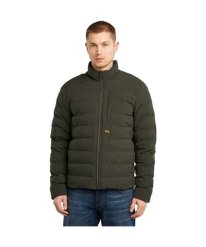 
Foundation liner jkt is een leren jas van het merk G-star Raw.