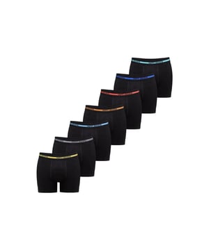 
Met deze multipack zwarte boxershorts van Happy Shorts heb je voor iedere dag een schone boxershort klaarliggen. De boxershorts zijn effen kleur zwart met een zwarte tailleband voorzien van opdruk.
